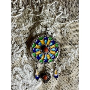 画像6: サンゴとエナメルが綺麗なシルバーペンダント