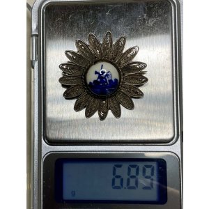 画像9: 銀のレース細工とオランダの陶器のブローチ1920年オランダ