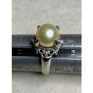 画像15: 綺麗なカラーの模造パールシルバーリング1940年イギリス