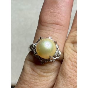 画像10: 綺麗なカラーの模造パールシルバーリング1940年イギリス