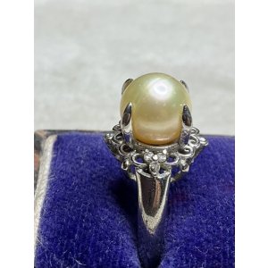 画像5: 綺麗なカラーの模造パールシルバーリング1940年イギリス