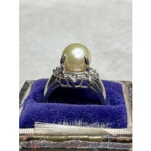 画像6: 綺麗なカラーの模造パールシルバーリング1940年イギリス