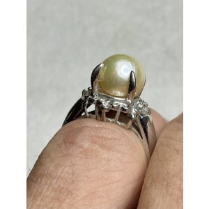 画像11: 綺麗なカラーの模造パールシルバーリング1940年イギリス