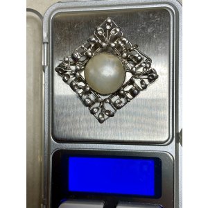 画像9: 四角いデザインが素敵なマベパールシルバーブローチ1940年イギリス