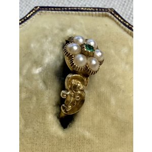 画像7: 金細工が素晴らしいエメラルド＆バールリング1880年イギリス