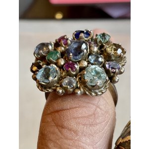 画像6: カラフルで綺麗なストーンのアンティークリング1920年
