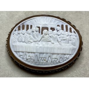 画像1: 珍しいモチーフ　最後の晩餐　シェルカメオブローチ　1920年イギリス