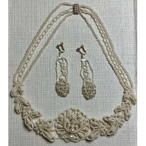 画像1: 素晴らしいシードパールネックレス&イヤリングセット1860年イギリス