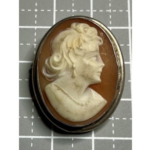 画像9: シルバーフレームシェルカメオブローチ&ペンダント