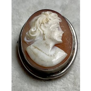 画像2: シルバーフレームシェルカメオブローチ&ペンダント