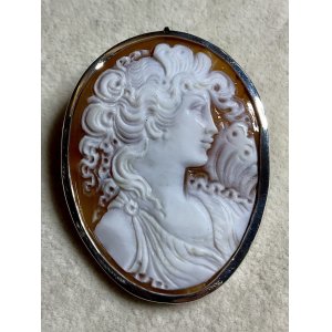 画像1: 綺麗な彫りのシェルカメオブローチ&ペンダント