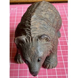 画像1: 黒目が可愛い木彫りベア1900年ドイツ