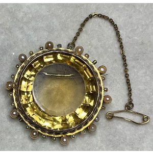 画像1: 綺麗なシトリンとシートパールのブローチ&ペンダント1880年イギリス