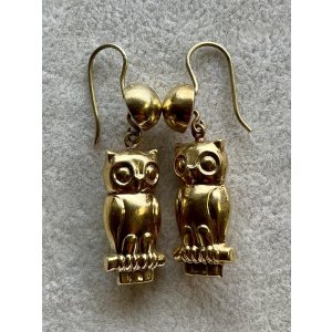 画像1: 可愛いフクロウのピアス1920年イギリス