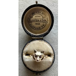画像1: ルビーの目が綺麗なキツネリング1900年イギリス