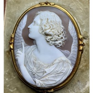 画像1: ビクトリア時代の素晴らしい天使のシェルカメオブローチ1860年イギリス