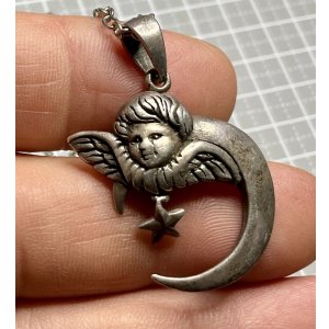 画像2: ムーンエンジェルのシルバーペンダント1920年イギリス