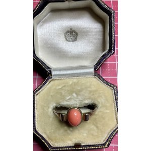 画像1: サーモンピンクが綺麗なビンテージリング1940年イギリス