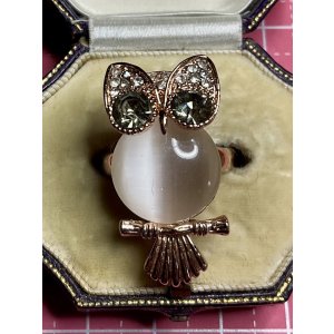 画像1: 大きな目が可愛いフクロウのビンテージリング1940年イギリス