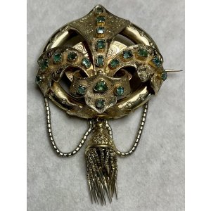 画像1: ビクトリア時代のゴールドエメラルドブローチ&ペンダント1860年イギリス