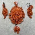 綺麗な細工のサンゴセット1880年イギリス