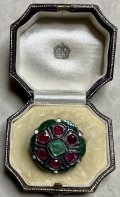 エメラルドとルビーとエナメルが綺麗なリング1880年フランス