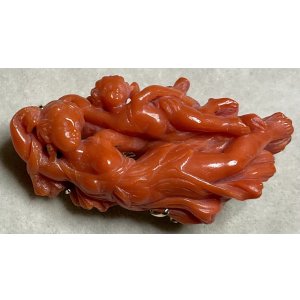 画像1: 素晴らしい彫刻のサンゴブローチ1880年イギリス