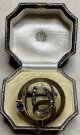 珍しいデザインの馬蹄のダイアモンド&サファイアリング1890年イギリス