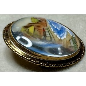 画像8: 素朴な絵が可愛いサイン入りミニアチュールブローチ1920年イギリス