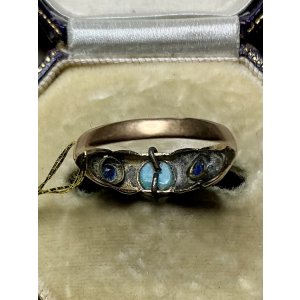 画像7: 珍しい配色で綺麗なターコイズ、サファイア、ダイアモンドリング1890年イギリス