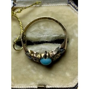 画像8: 珍しい配色で綺麗なターコイズ、サファイア、ダイアモンドリング1890年イギリス