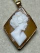 菱形のシェルカメオペンダント1920年イギリス