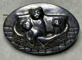 可愛い猫のシルバーブローチ1920年イギリス