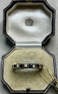 ホワイトサファイアとブルーサファイアのリング1940年イギリス