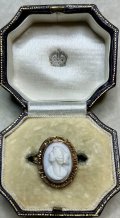 ピンク色が綺麗なコンクシェルカメオリング1880年イギリス