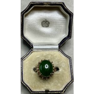 画像1: 綺麗な金細工のネフライトリング1940年イギリス