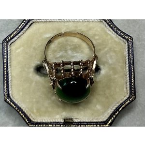 画像6: 綺麗な金細工のネフライトリング1940年イギリス