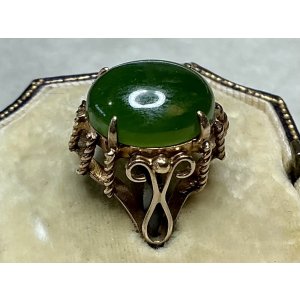 画像9: 綺麗な金細工のネフライトリング1940年イギリス