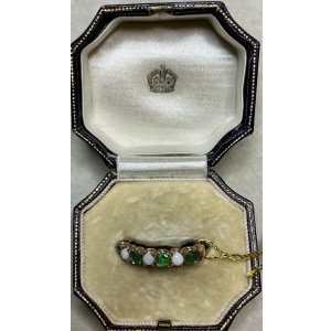 画像1: 珍しい組み合わせのオパール、エメラルド9金リング1970年イギリス