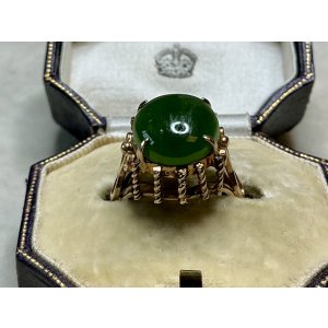 画像10: 綺麗な金細工のネフライトリング1940年イギリス