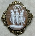ビクトリア時代の三美神のシェルカメオブローチ1880年イギリス