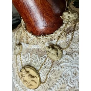 画像5: 天使がいっぱいのラーバストーンカメオネックレス＆ピアスセット1880年イギリス