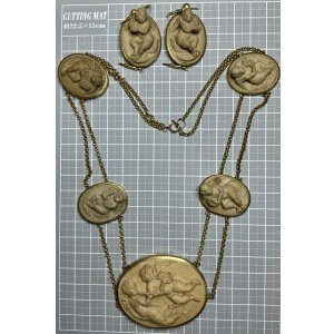 画像13: 天使がいっぱいのラーバストーンカメオネックレス＆ピアスセット1880年イギリス