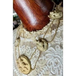 画像4: 天使がいっぱいのラーバストーンカメオネックレス＆ピアスセット1880年イギリス