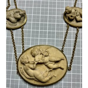 画像12: 天使がいっぱいのラーバストーンカメオネックレス＆ピアスセット1880年イギリス