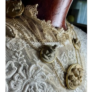 画像6: 天使がいっぱいのラーバストーンカメオネックレス＆ピアスセット1880年イギリス
