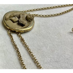 画像33: 天使がいっぱいのラーバストーンカメオネックレス＆ピアスセット1880年イギリス