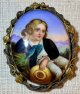 フレームも素晴らしい陶版画のブローチ1880年イギリス