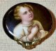 祈り続けてくれる綺麗なお顔の陶版画ブローチ1880年イギリス