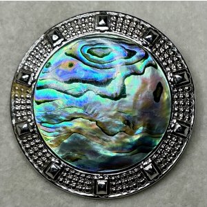 画像1: 景色のような模様が綺麗なマザーオブパールのビンテージブローチ1940年イギリス